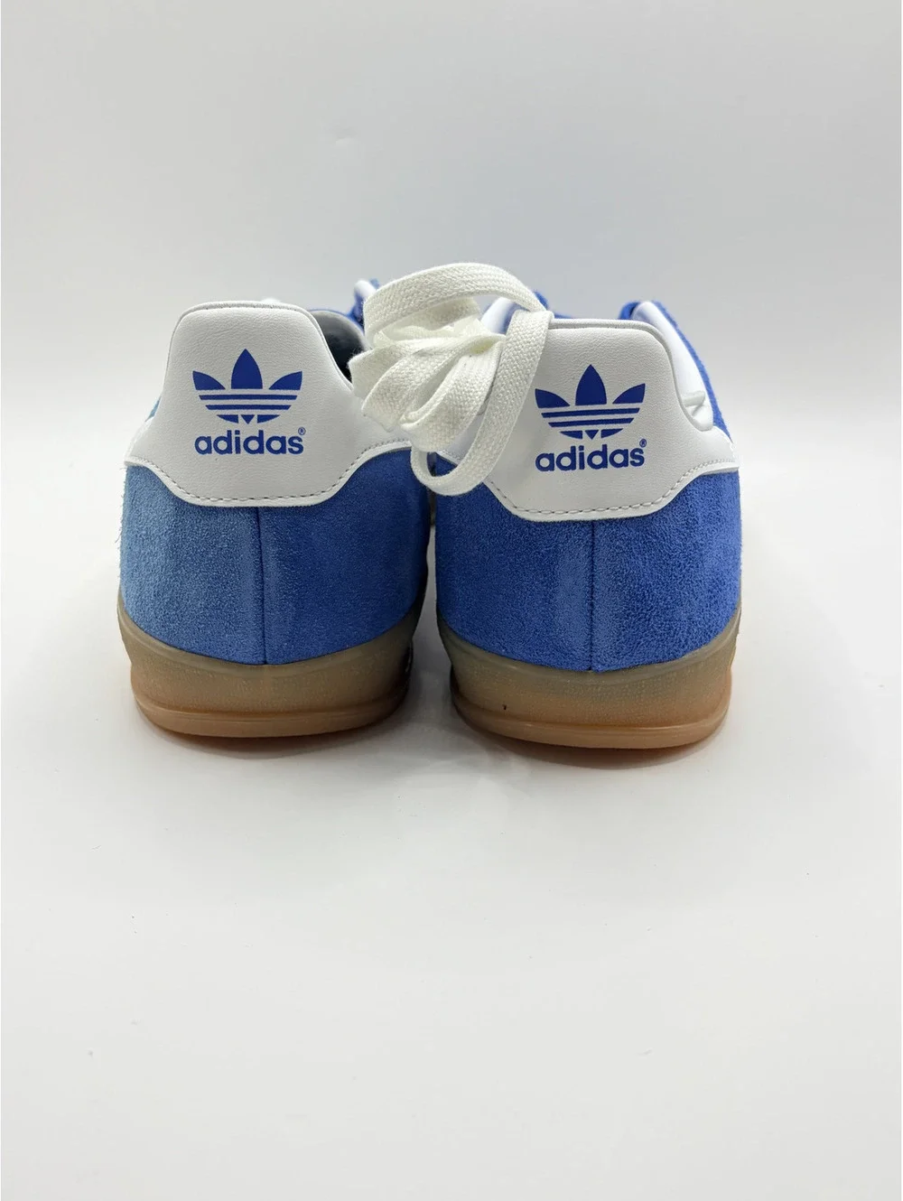 Adidas Gazelle Indoor Blue Suede Sneakers Size 10.5 with White Stripes and Gum S